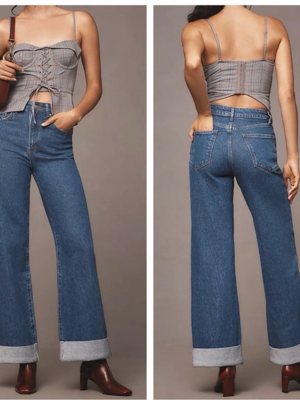 Pilcro High-Rise Wide-Leg Jeans in Medium Blue